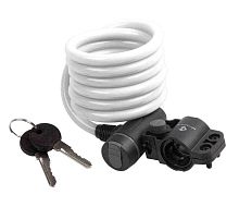 Велозамок M-WAVE CLIP ON 10x1800 (ключ, белый) от магазина ВелоПланета